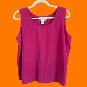 90's vintage hot pink 100% silk sleeveless boxy tank top MEDIUM Diane Gilman